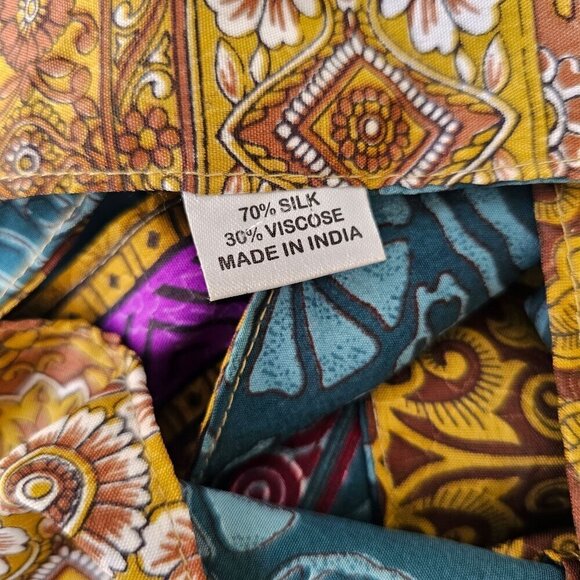 Retro Reversible Halter Crop Top Womens OS Silk Blnd Tie Back Blue Gold - Picture 9 of 11